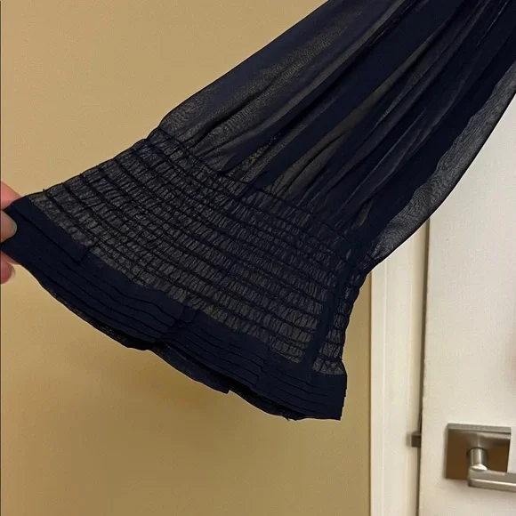 Forever 21 Navy Blouse with Smocked Sleeves - Picture 9 of 9